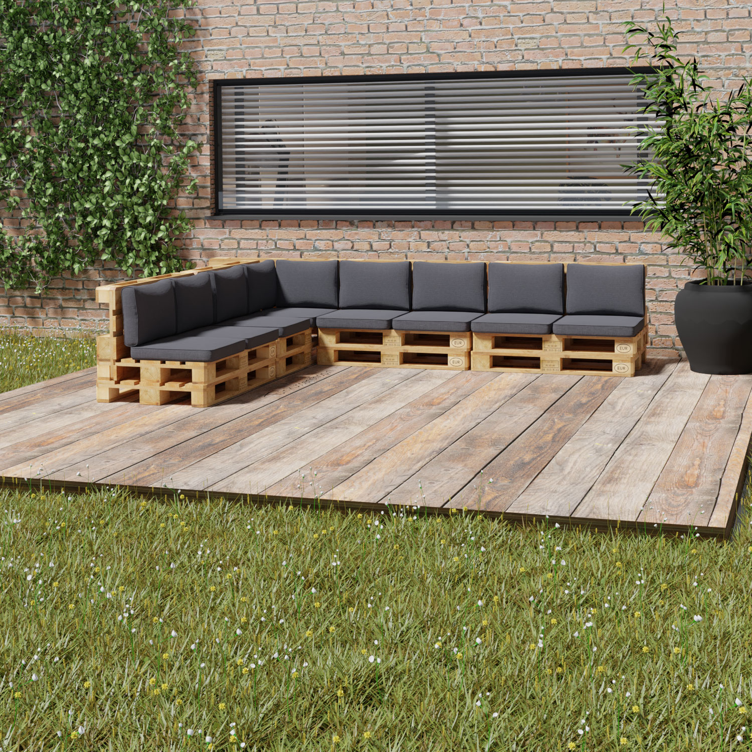 Loungekussens voor op pallet basic black