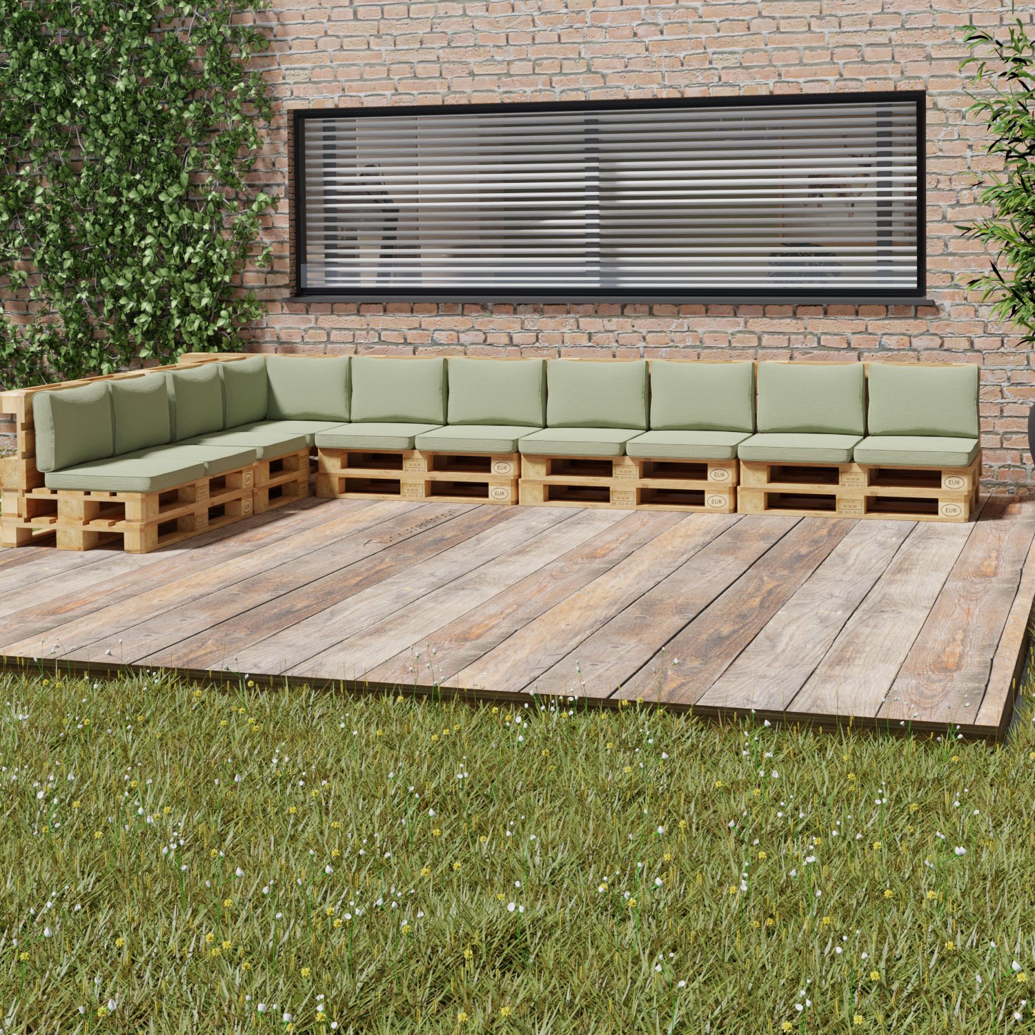 Pallet lounge kussens basic green