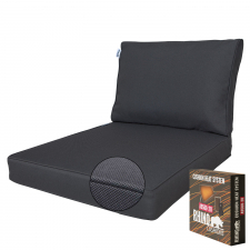 Warmtekussen lounge carré 60x70cm met rug 60x40cm - Ribera dark grey (waterafstotend)